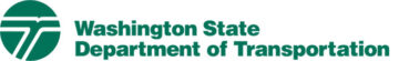 Washington State Department of Transportation logo with green circle encompassing merging roads and the name written out.