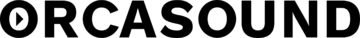 Orcasound logo including black block capital letters spelling out organiztion name with play symbol within first
